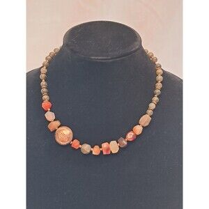 NWT Peyote Bird Agate Quartz Beads Nuggets Gemstone Chunky Necklace 18.5"